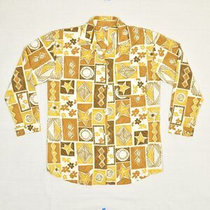 La Rose Women Button Up Blouse Geometric Polyester Multicolor Size L Vintage